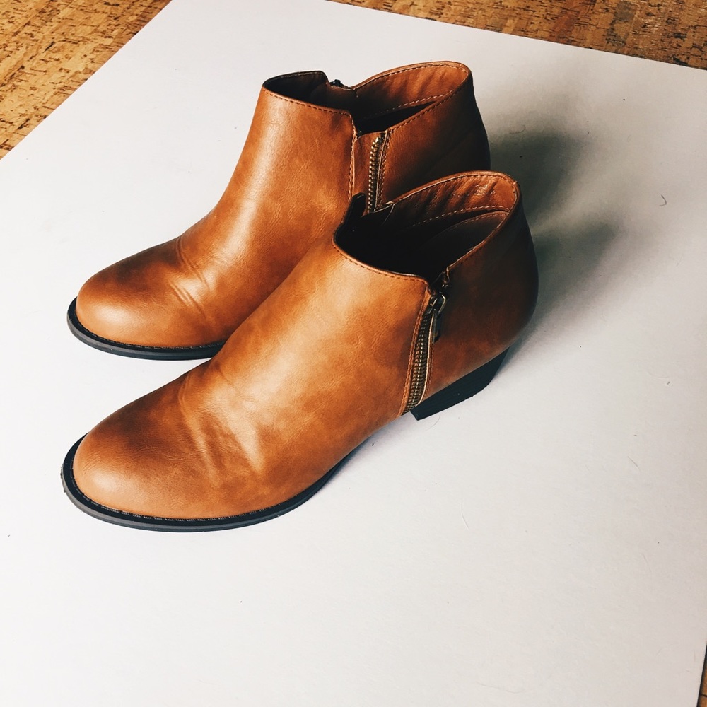 Brown leather boots